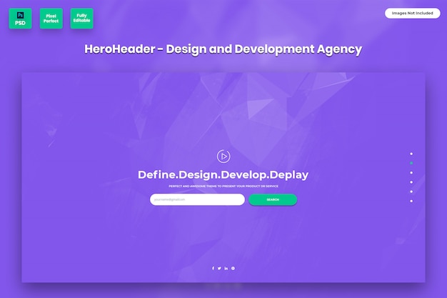 PSD en-tête de héros pour les sites web d'agences de design