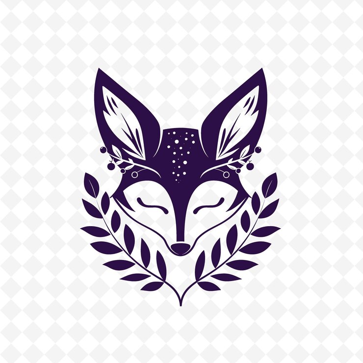 PSD une tête de lapin avec un motif floral sur un fond blanc