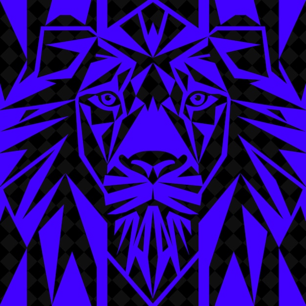 PSD une tête de lion avec un dessin géométrique dessus