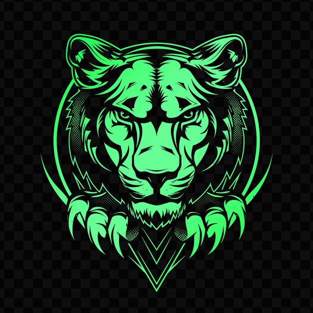 PSD tête de lion verte sur fond vert avec un logo vert