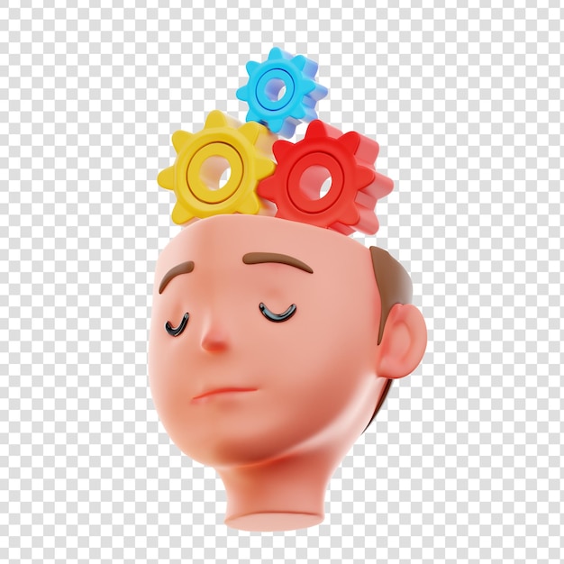 Tête pensant rendu 3d de l'élément de conception graphique