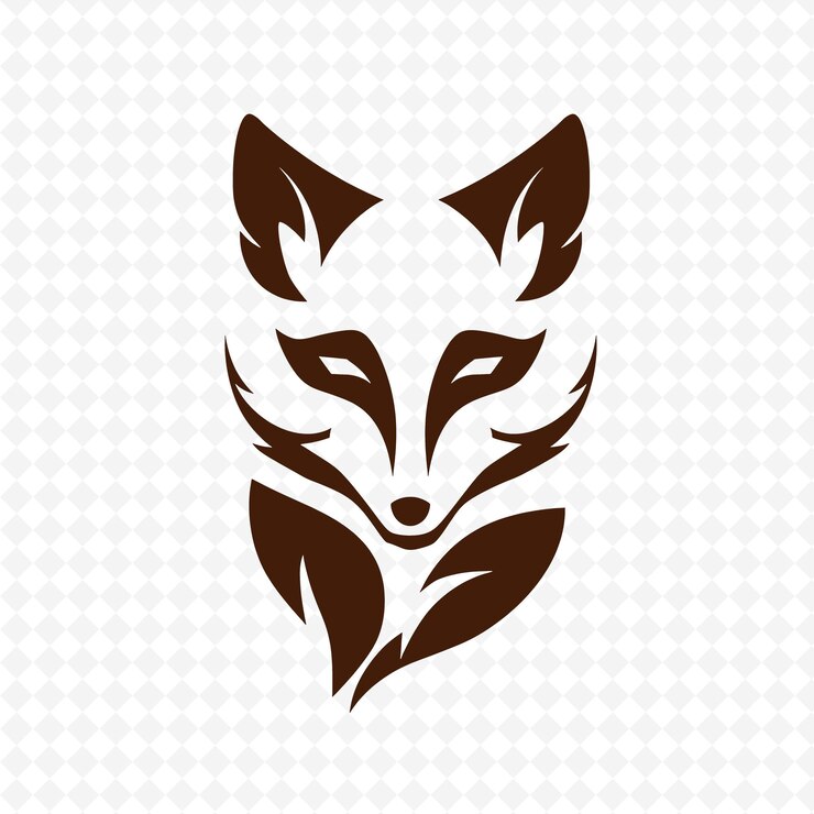 PSD une tête de renard sur un fond blanc avec un motif d'oreilles