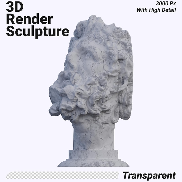 PSD la tête d'une statue géante 3d rend isolée parfaite pour votre conception