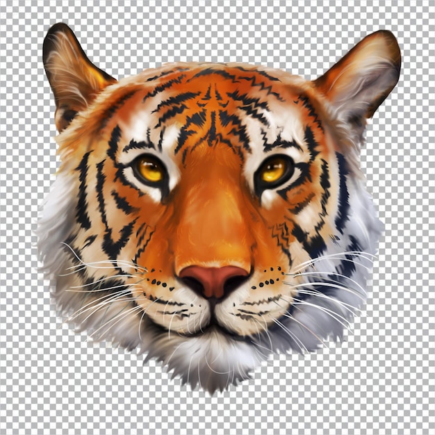 Tête de tigre haute résolution sur fond transparent