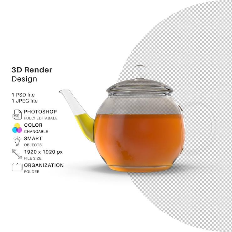 PSD tetera de cristal con té