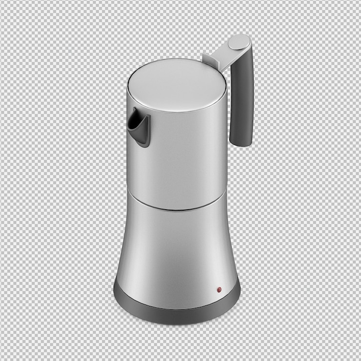 PSD tetera isométrica render 3d