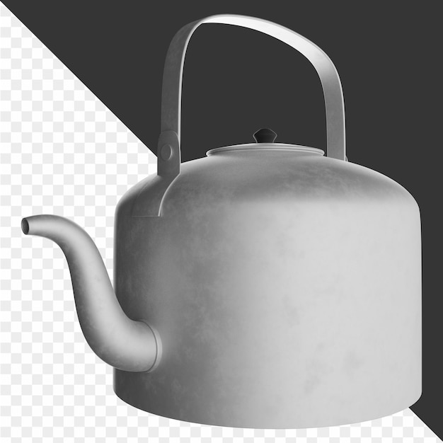 una tetera de metal gris con un mango en ella