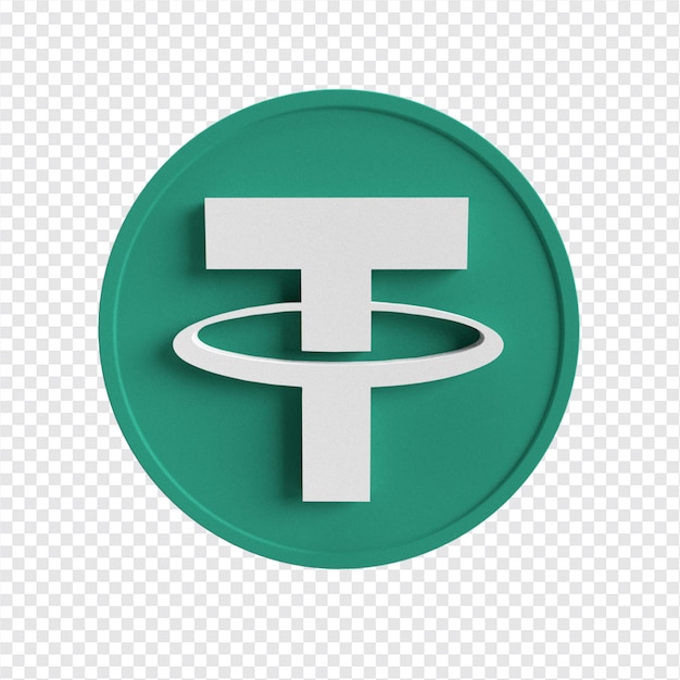 Tether coin logo criptovaluta ad alta risoluzione 3d rende trasparente