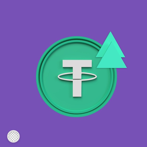 Tether criptovaluta salendo 3d rendering illustrazione