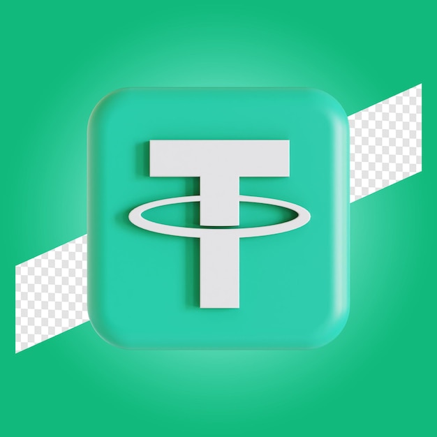 Tether kryptowährung symbol logo 3d-darstellung