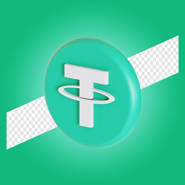 Tether Kryptowährung Symbol Logo 3D-Darstellung
