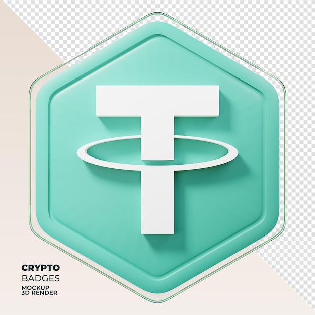 PSD tether usdt badge pièce de rendu 3d