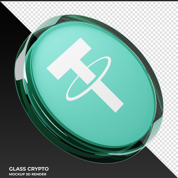 Tether USDT Glass Crypto Coin 3D-Illustration