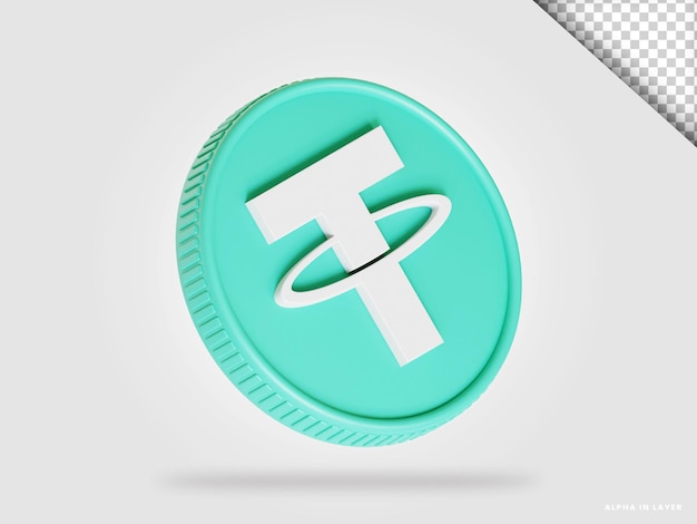 Tether usdt moeda criptográfica renderização 3d isolada