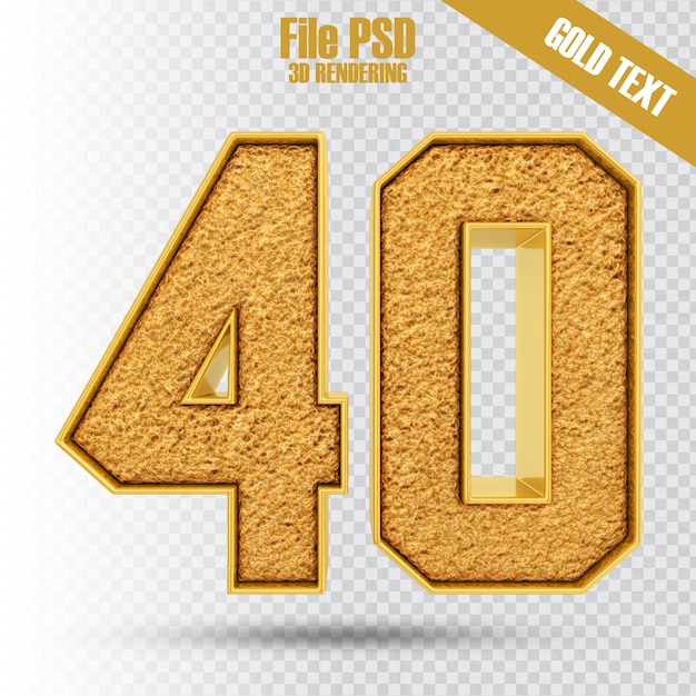 Text 40 gold 3d-rendering