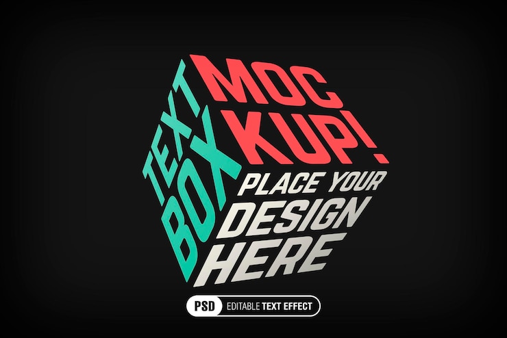 PSD text box mockup with 3d effect place your design here