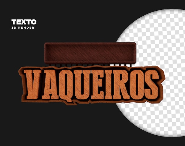 PSD text cowboys element render 3d