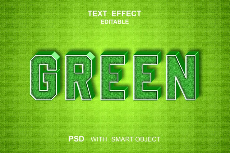 PSD text effect green with smart object psd