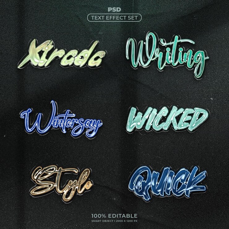 PSD text effect set in psd format