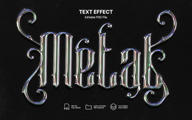 PSD text-effekt aus metallglas