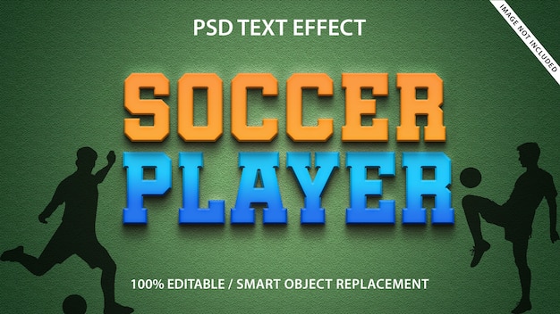 PSD text-effekt fußballspieler-vorlage