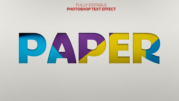 Text-effekt mit geschnittenem papier psd