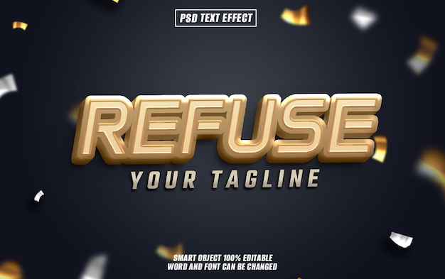 Text-Effekt-Schriftart bearbeitbare Typographie 3D-Text ablehnen