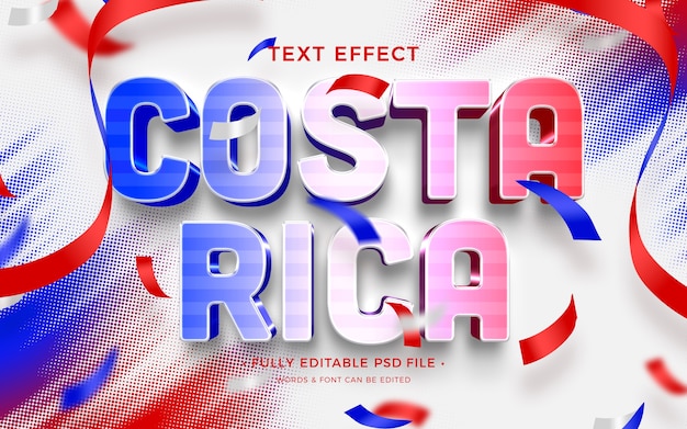 PSD text-effekt von costa rica