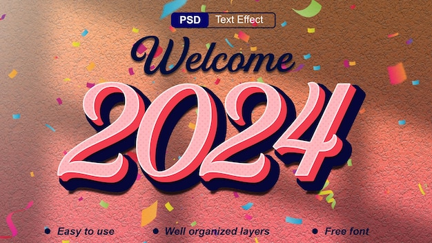 PSD text-effekt willkommen 2024