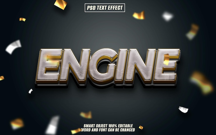 PSD text-engine-effekt-schriftart bearbeitbare typographie 3d-text
