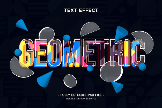 Text mit geometrischen Formen