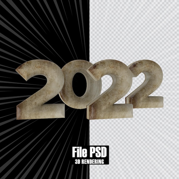 Text Number 2022 3D Rendering