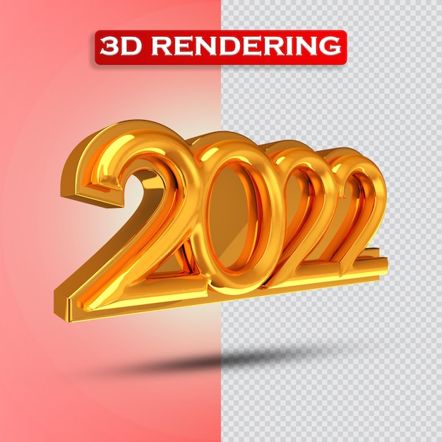 Text Number 2022 3D Rendering