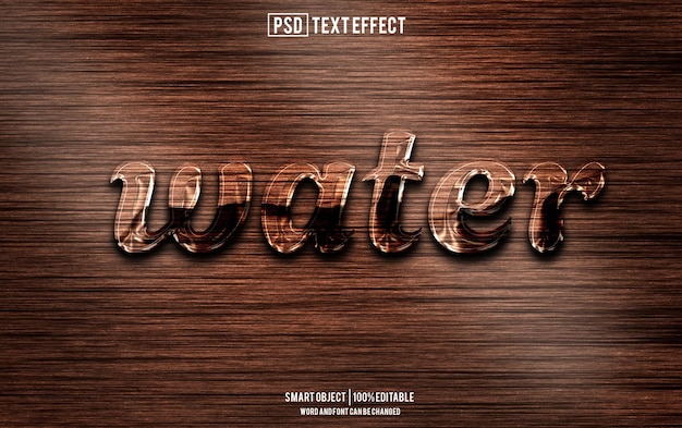 PSD text-wasser-effekt-schriftart bearbeitbare typografie 3d-text-psd-vorlage