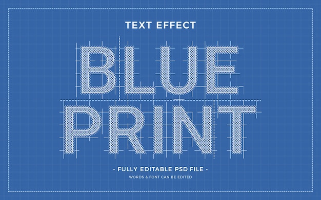 PSD textdesign mit blauem druck