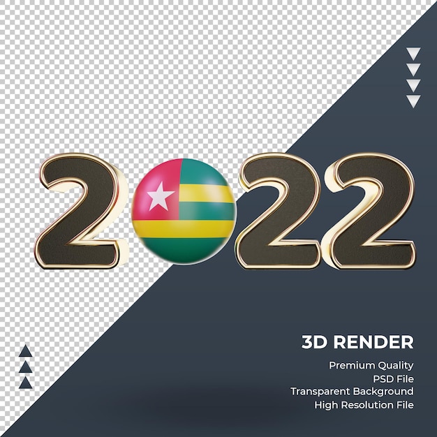 PSD texte 3d 2022 drapeau togo rendu vue de face