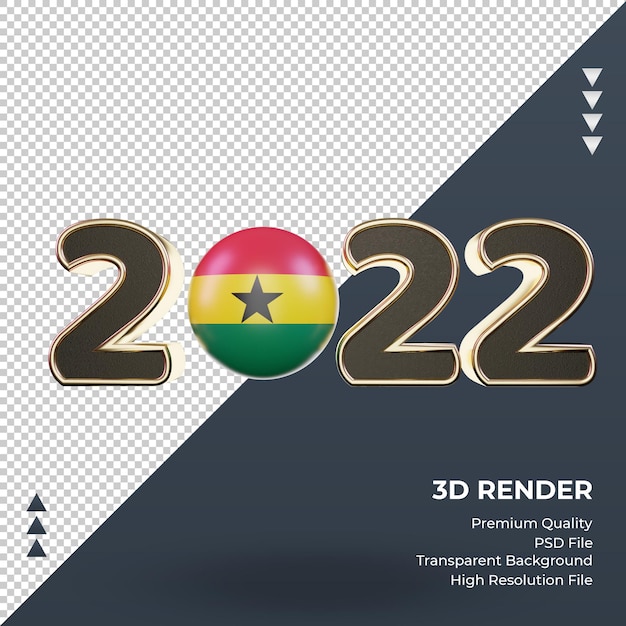 PSD texte 3d 2022 ghana rendu vue de face du drapeau