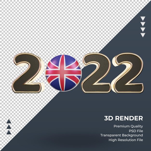 PSD texte 3d 2022 royaume-uni rendu vue de face du drapeau