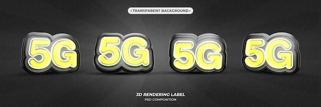 PSD texte 3d de lueur néon jaune 5g