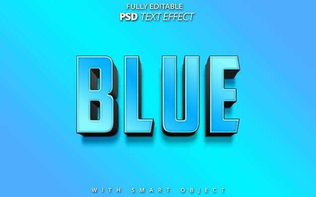 PSD texte bleu 3d psd