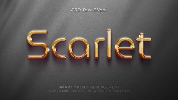 Texte écarlate Avec Effet Métallique De Style 3d Modifiable De Texte Personnalisé