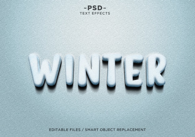 Texte d'effets de neige d'hiver réaliste 3D