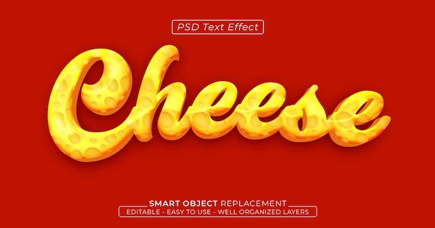 Texte de fromage effet de texte de style brillant 3D modifiable