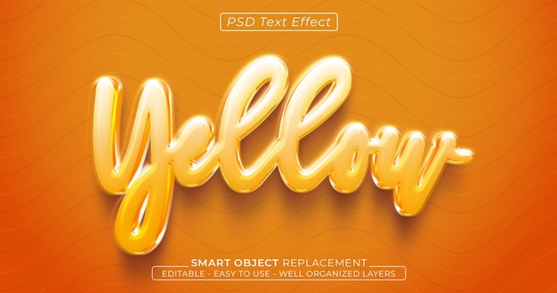 Texte jaune brillant effet de texte de style 3D modifiable