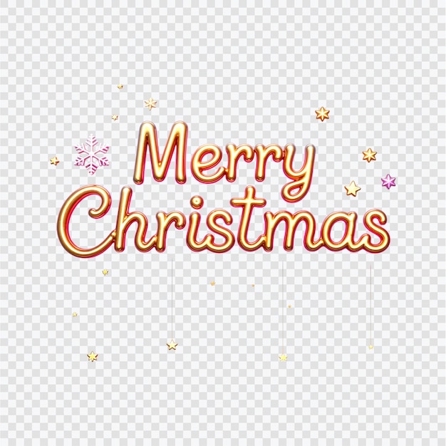 Texte de joyeux Noël en or 3d sur fond transparent