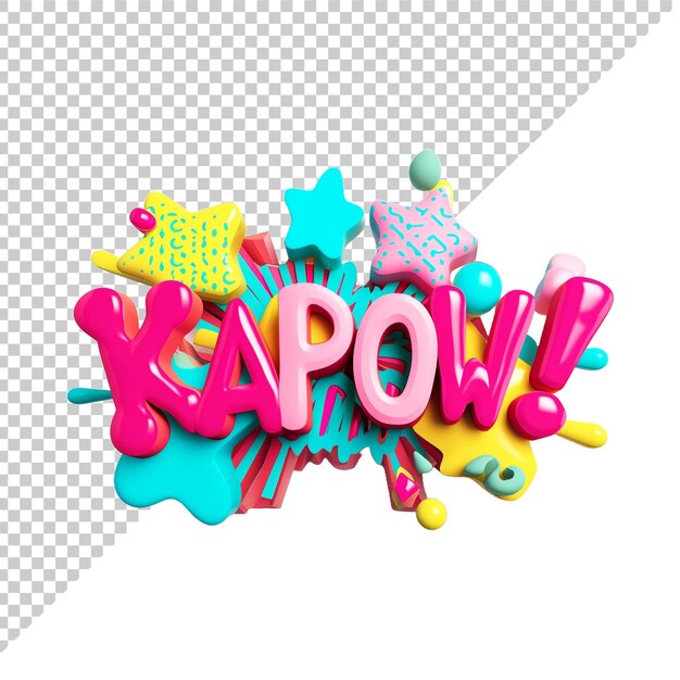 PSD texte kapow 3d avec fond transparent