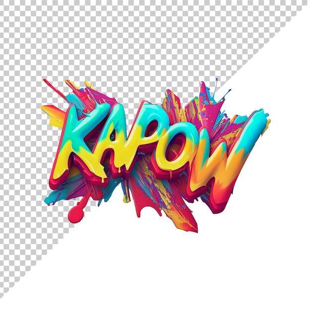 PSD texte kapow 3d avec fond transparent