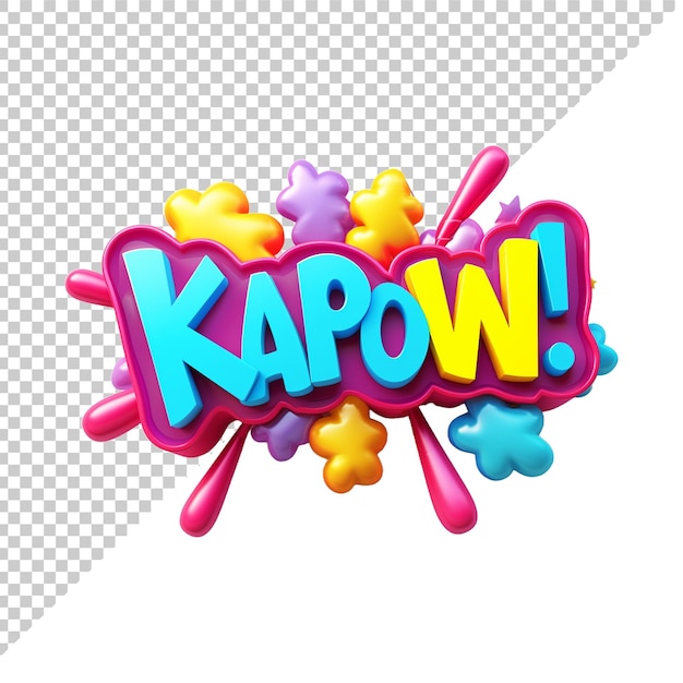 PSD texte kapow 3d avec fond transparent