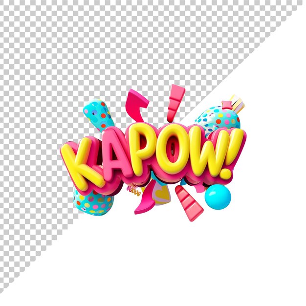 PSD texte kapow 3d avec fond transparent