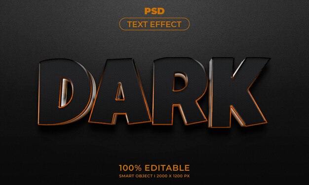 Texte modifiable en 3d et maquette de style d'effet de logo avec fond abstrait sombre